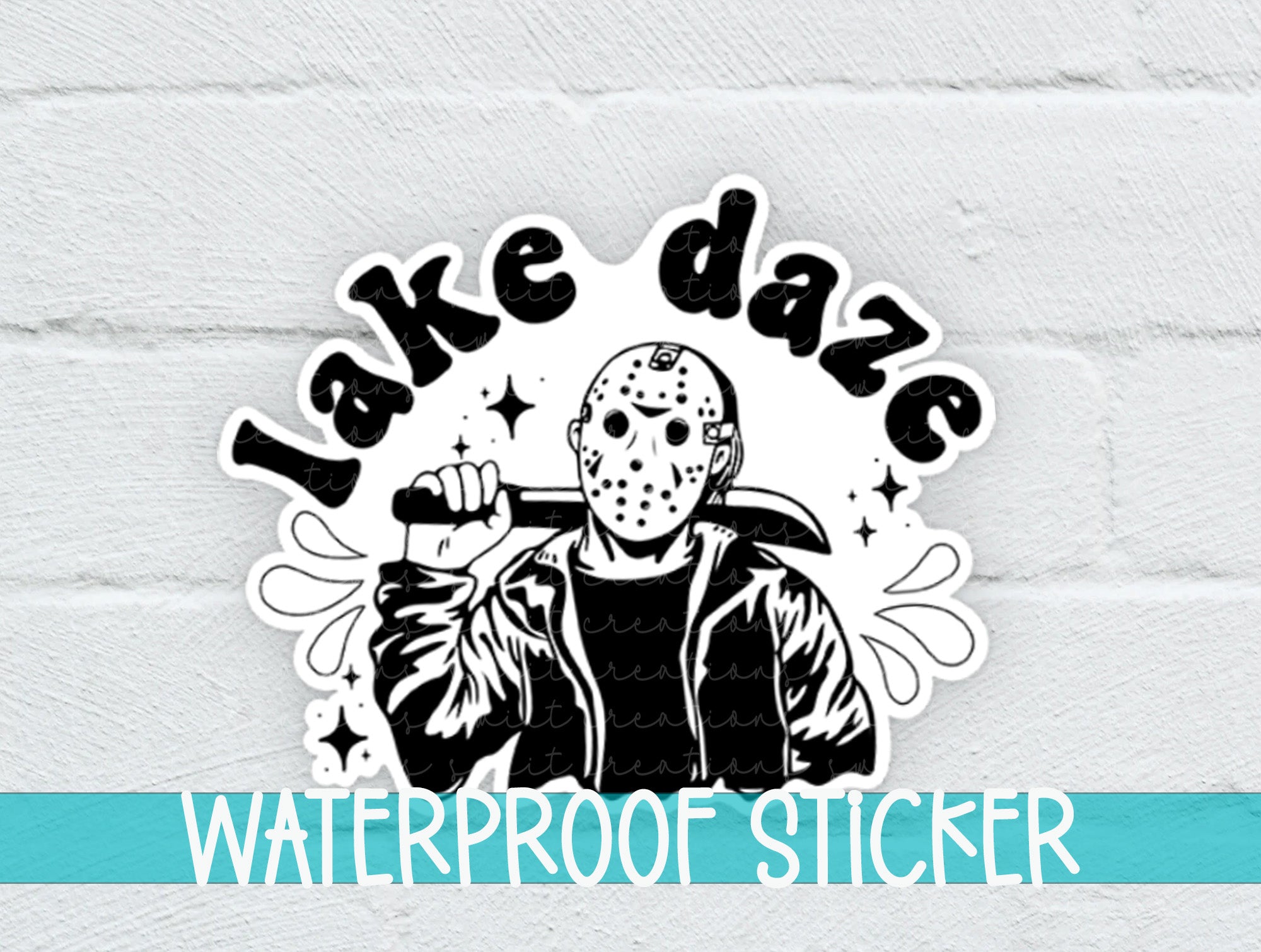 a sticker of a person with a hockey mask on