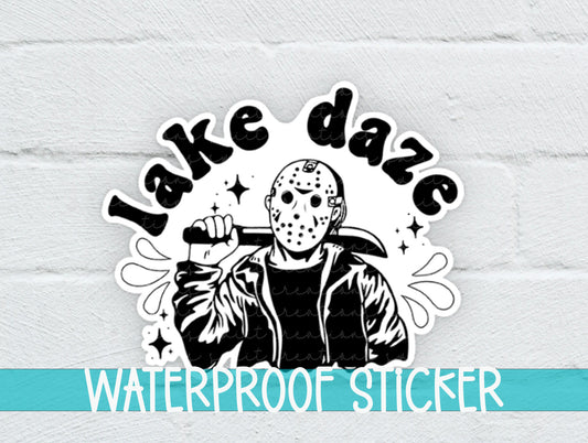 a sticker of a person with a hockey mask on