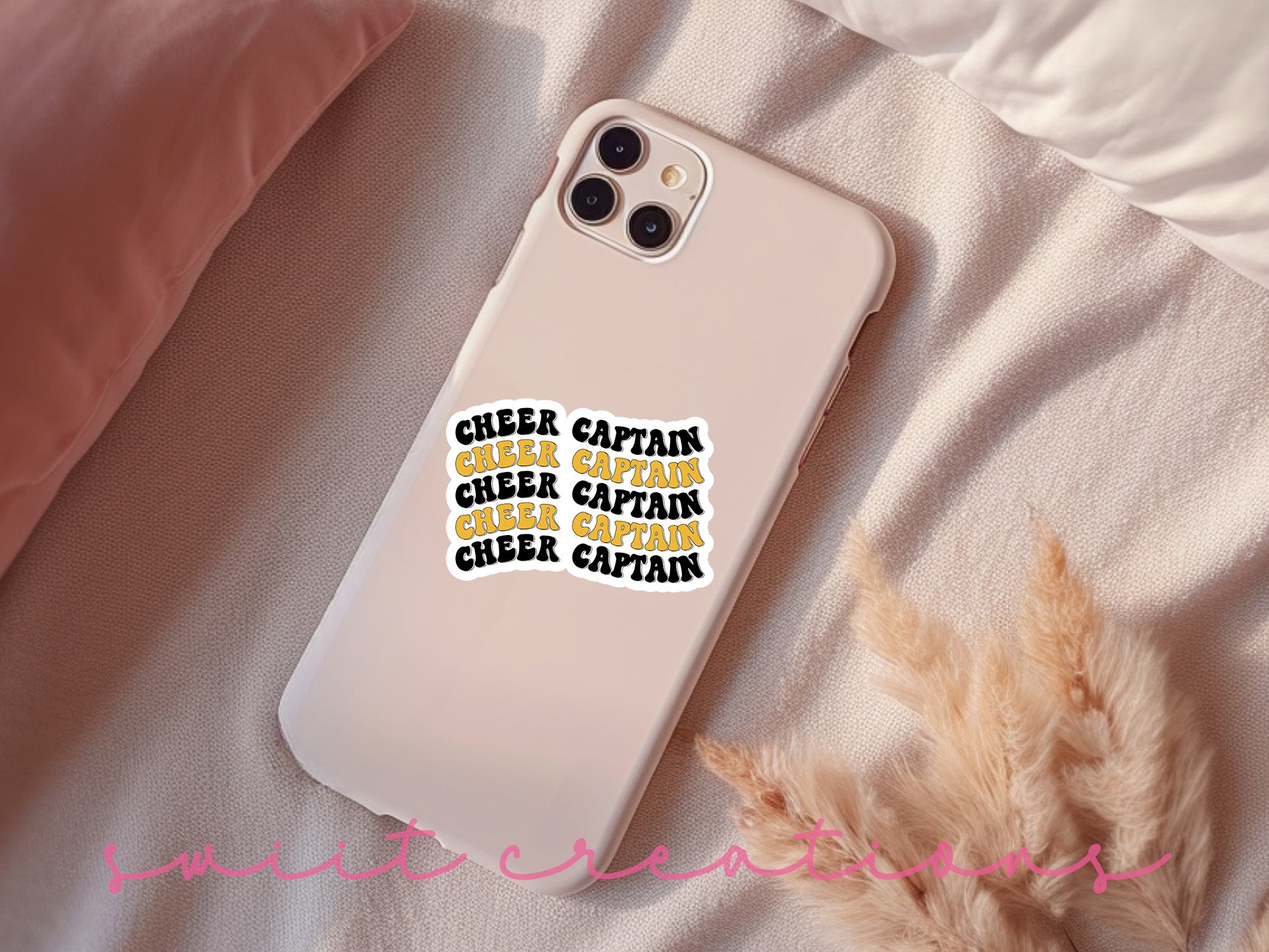 a phone case with the words cheer captain on it