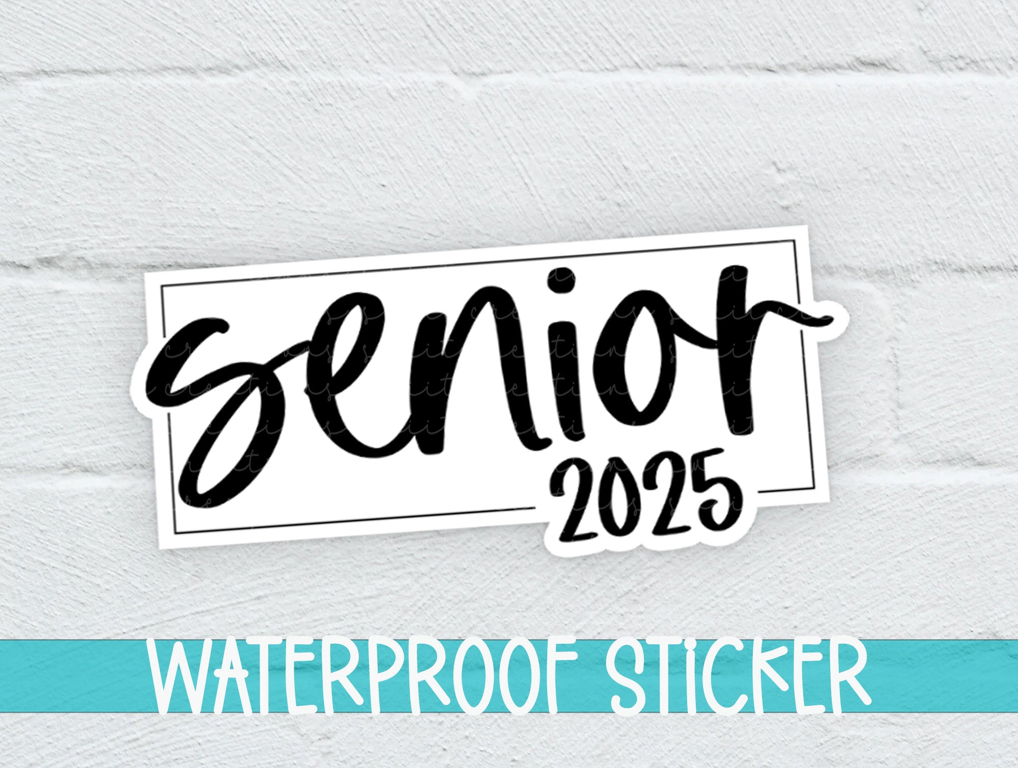 a waterproof sticker with the word senior on it