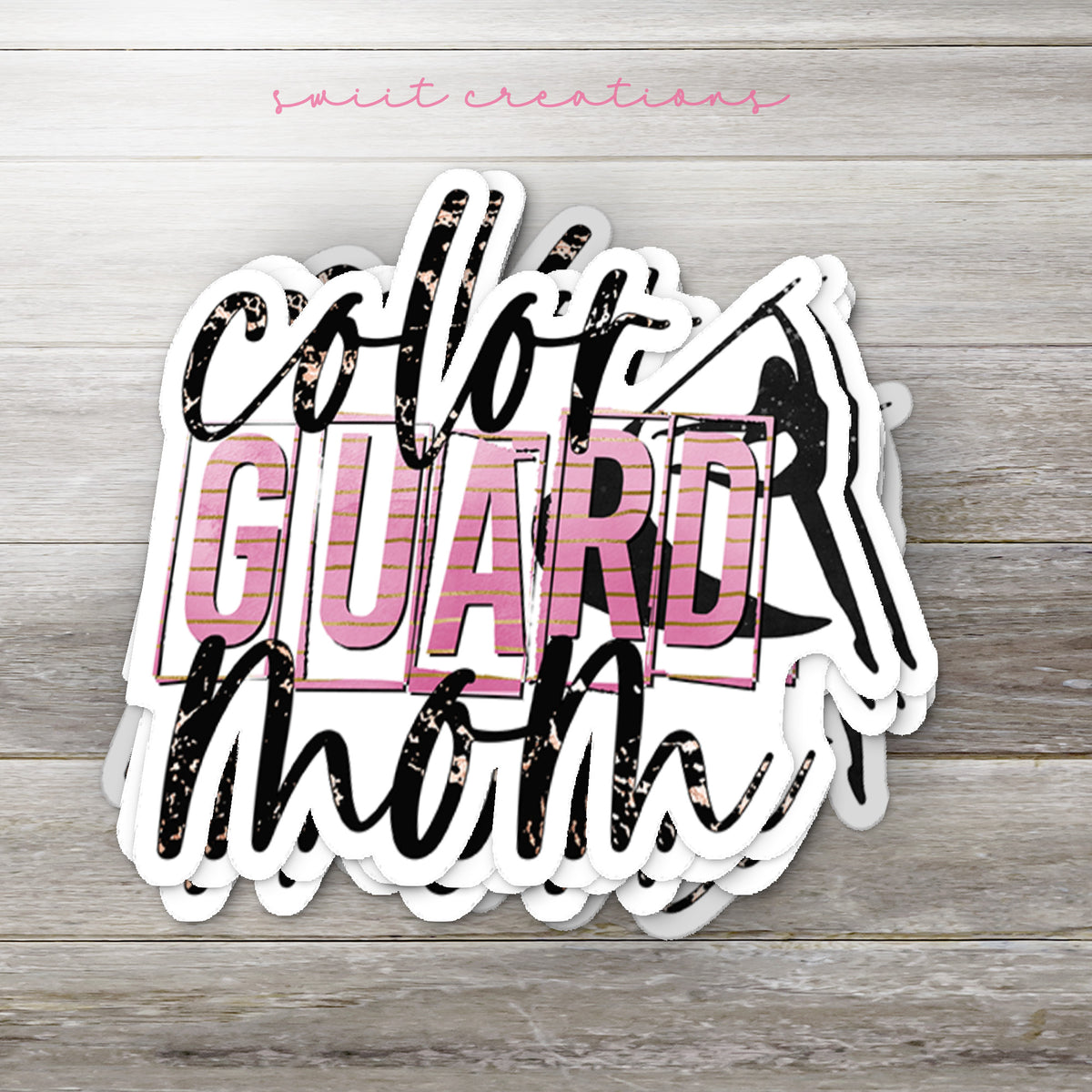 a sticker with the words color guard mom on it