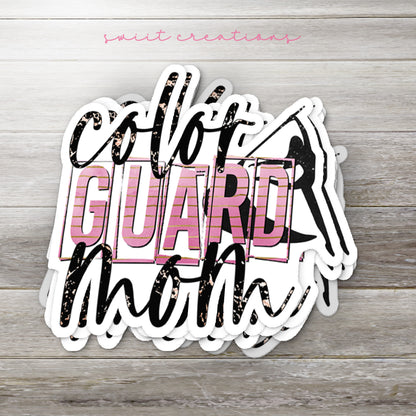 a sticker with the words color guard mom on it
