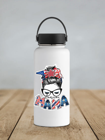 a water bottle with a picture of a man with a bandana on his head