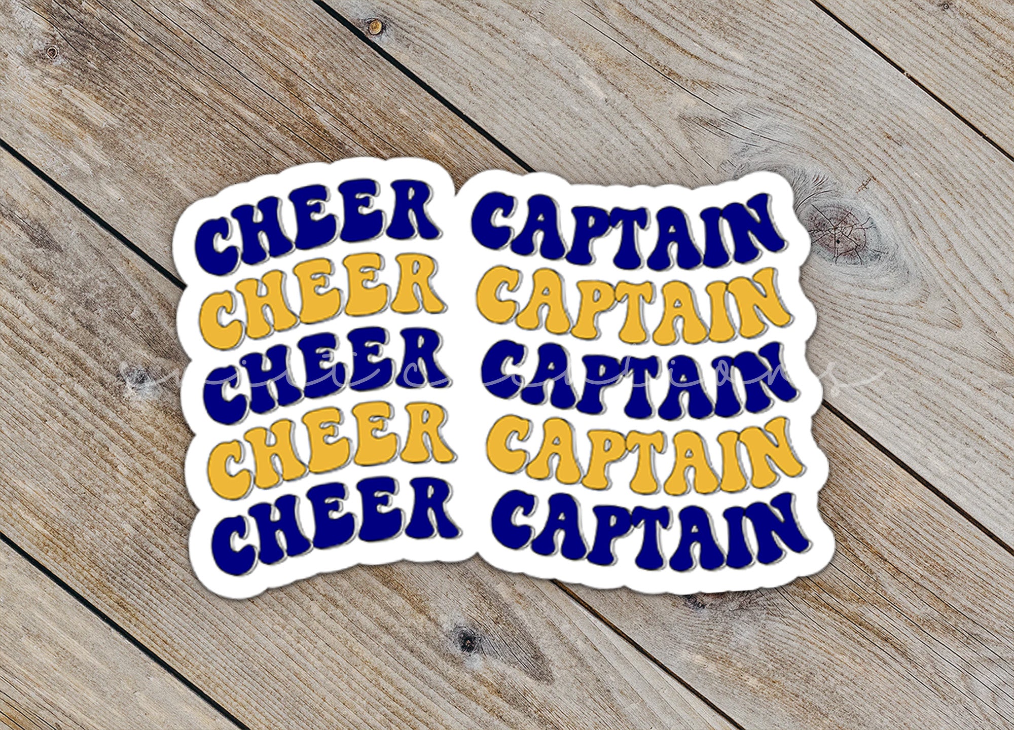 two stickers with the words cheer captain and cheer captain