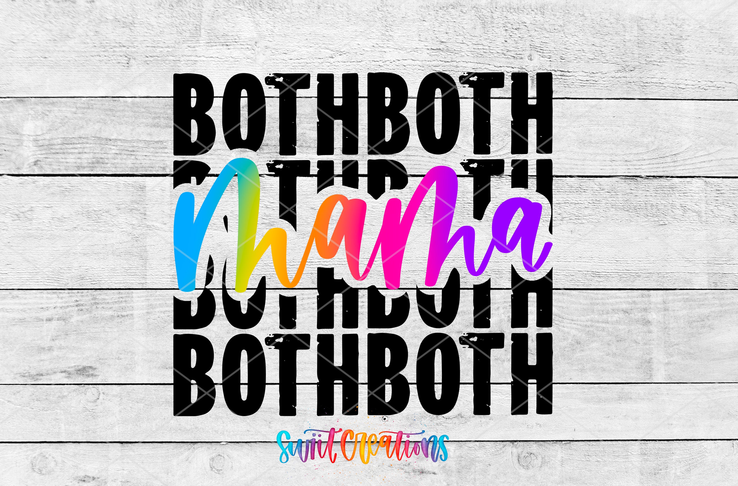 the text "Both Both Both" in a stylized font, with the words "Both Both Both" repeated multiple times in a colorful, artistic manner.