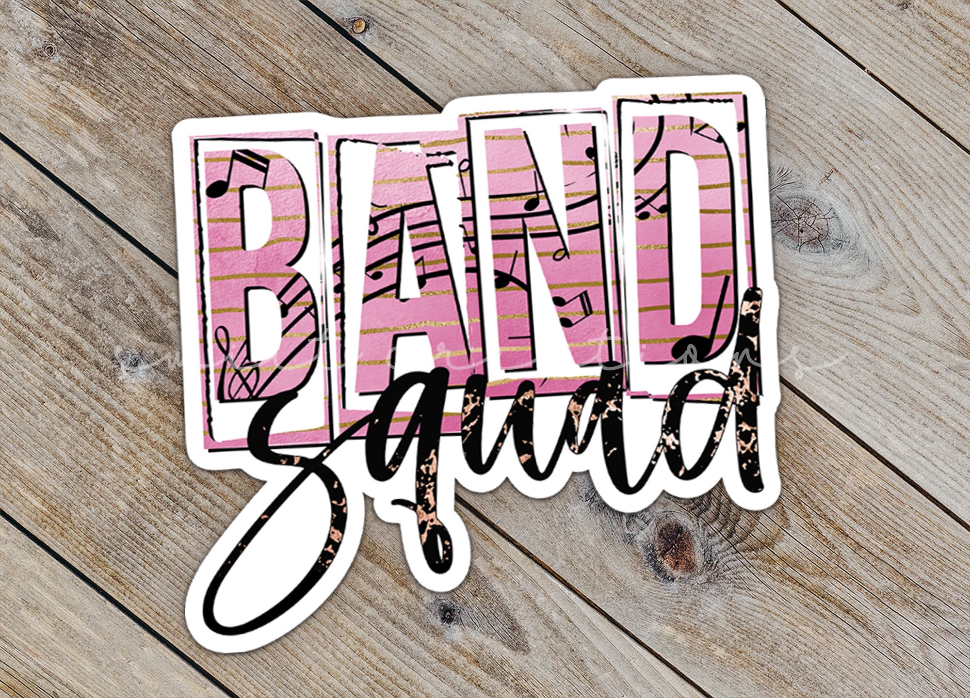 a sticker that says band squad on it