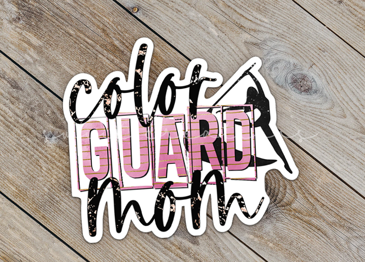 a sticker that says color guard mom
