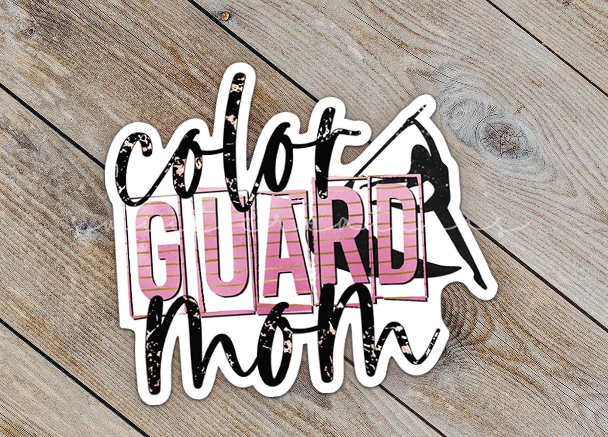 a sticker that says color guard mom