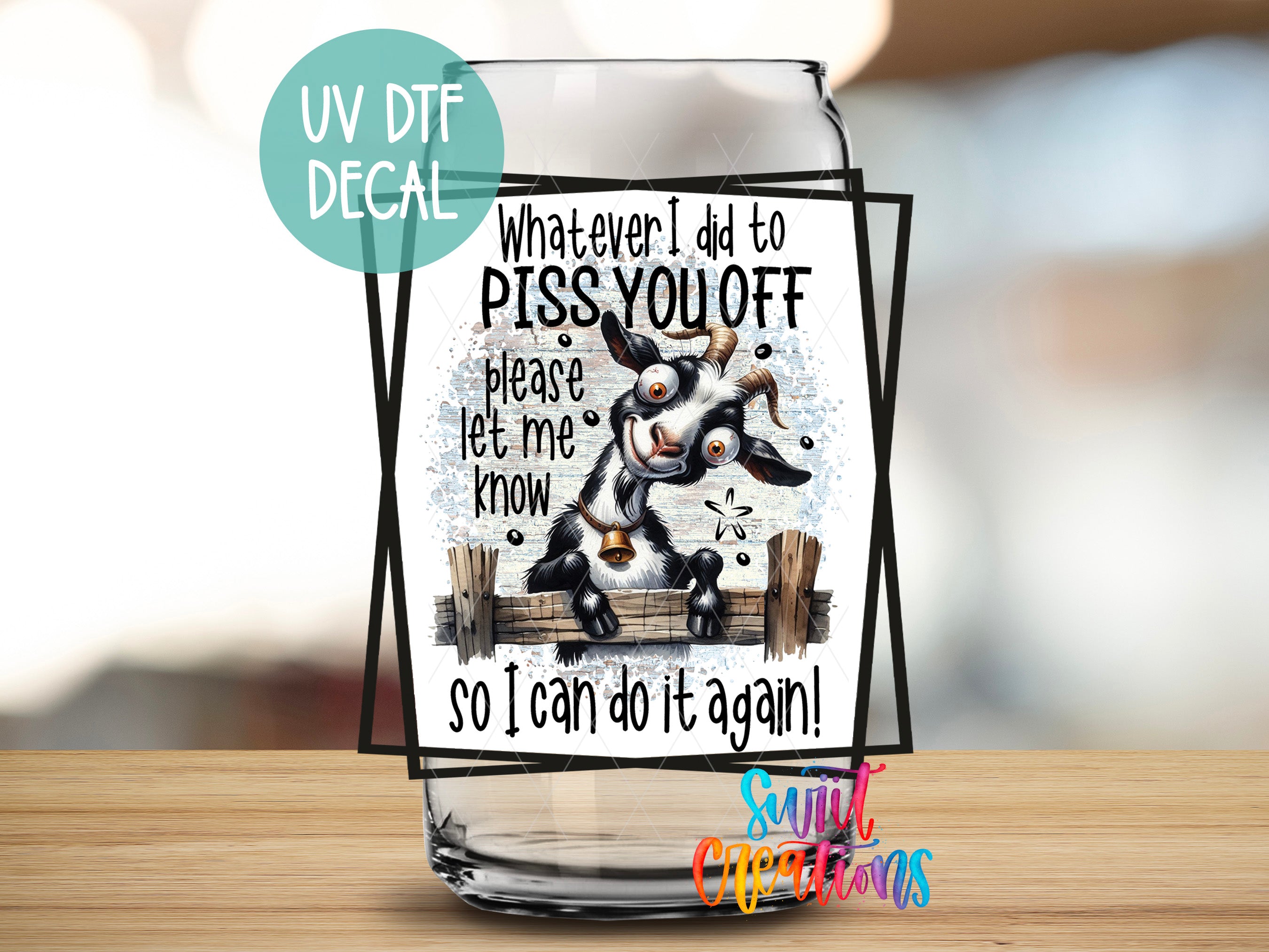 a glass with a picture of a cow on it