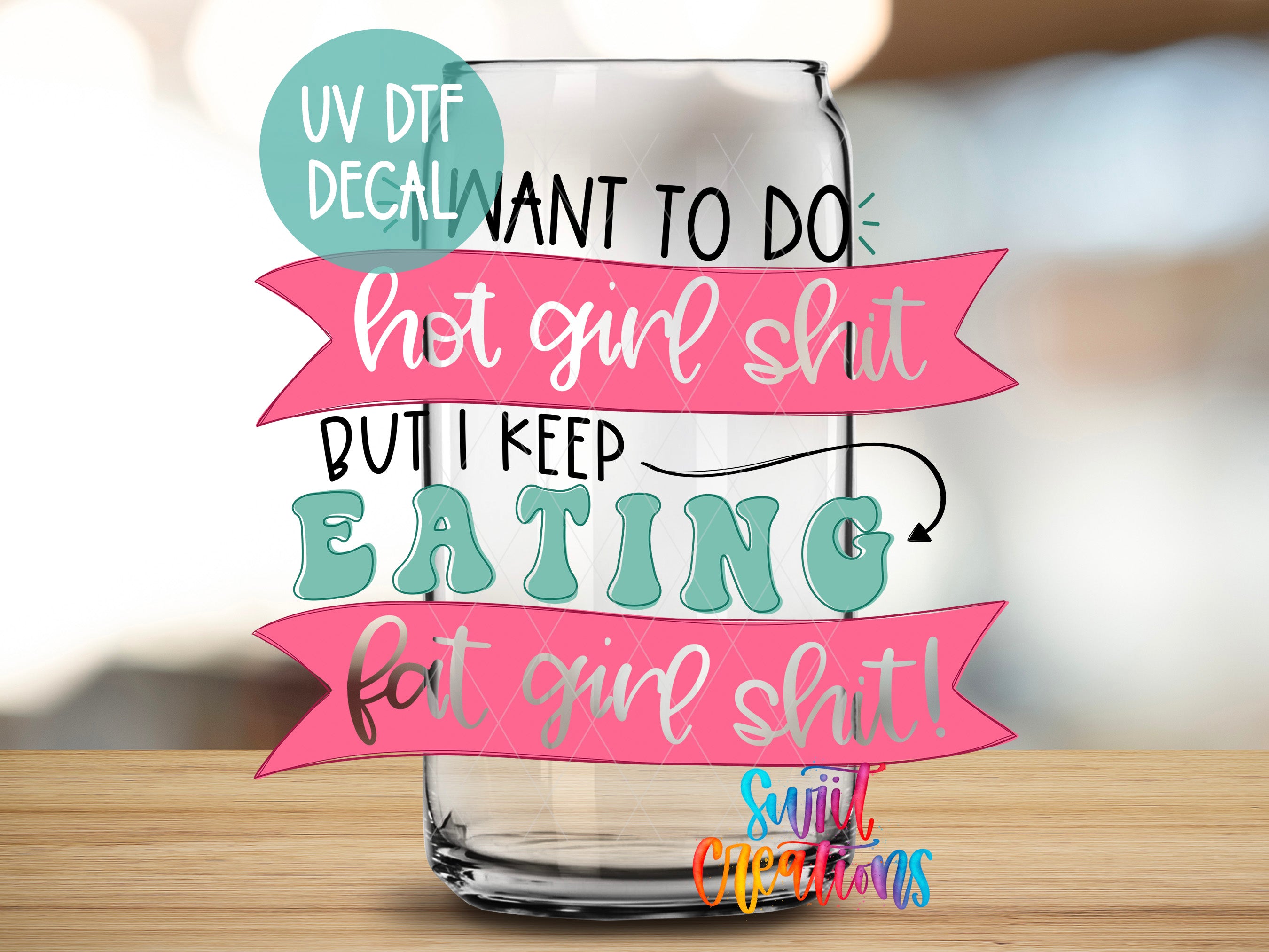 a glass with some type of lettering on it