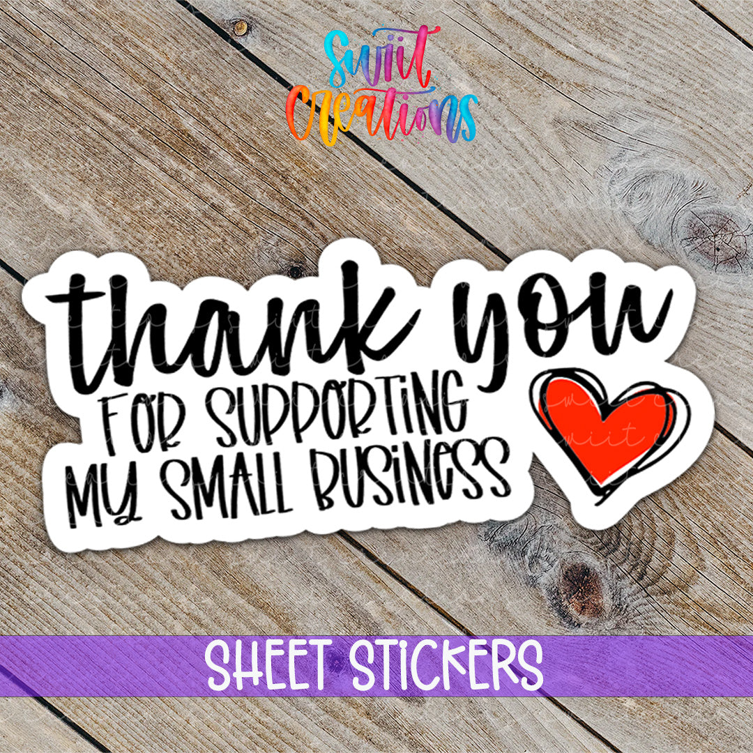 a sticker that says thank you for supporting my small business