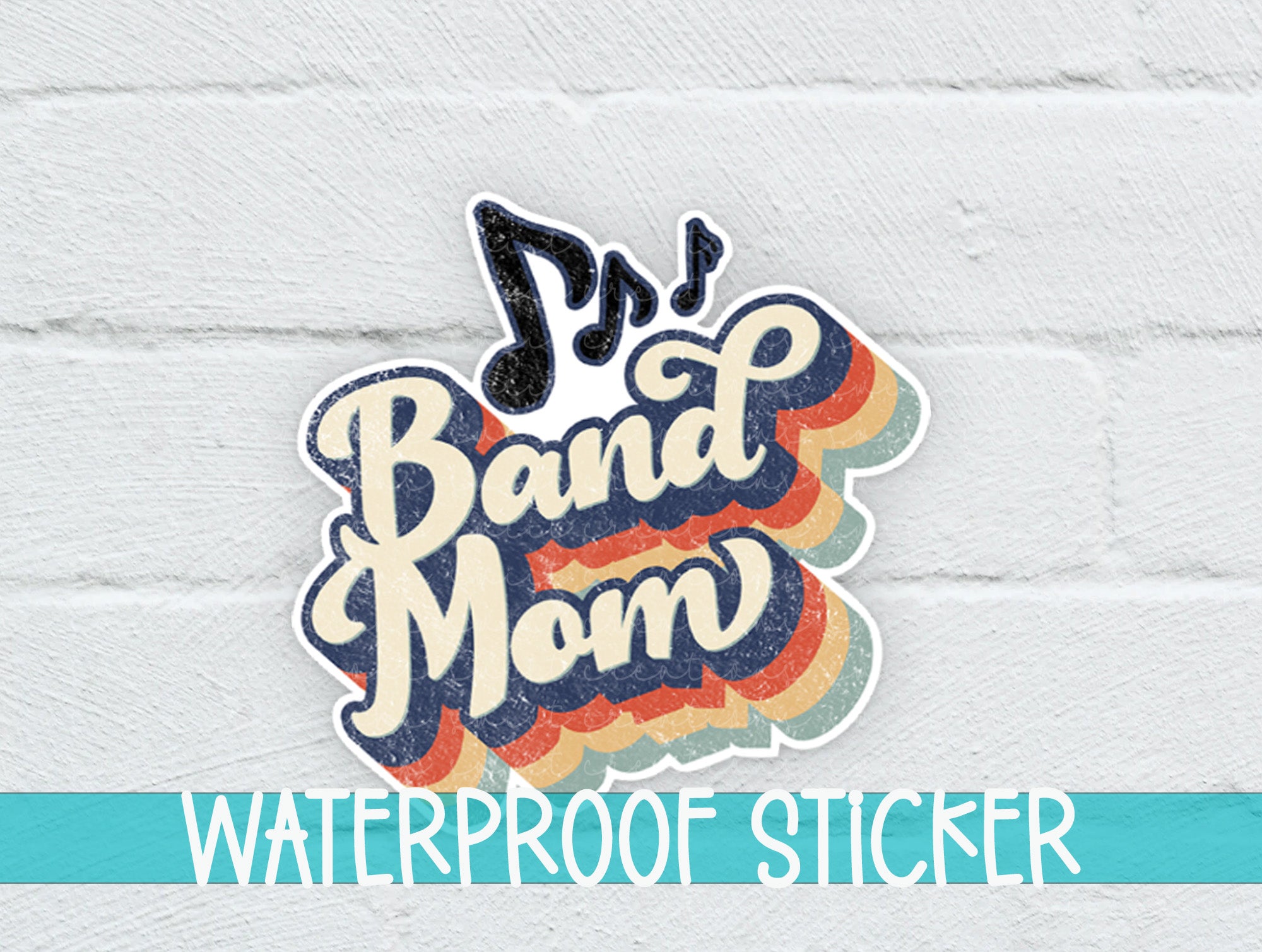 a waterproof sticker on a white brick wall