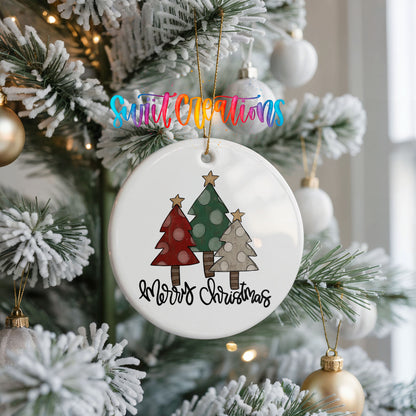 Merry Christmas vintage tree ceramic Christmas ornament - image 3