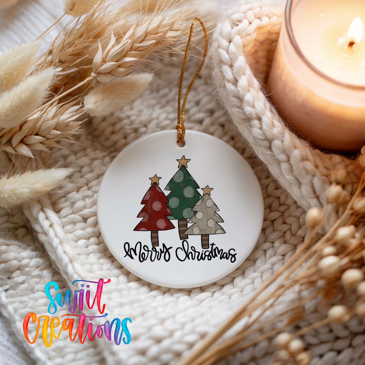 Merry Christmas vintage tree ceramic Christmas ornament - image 4