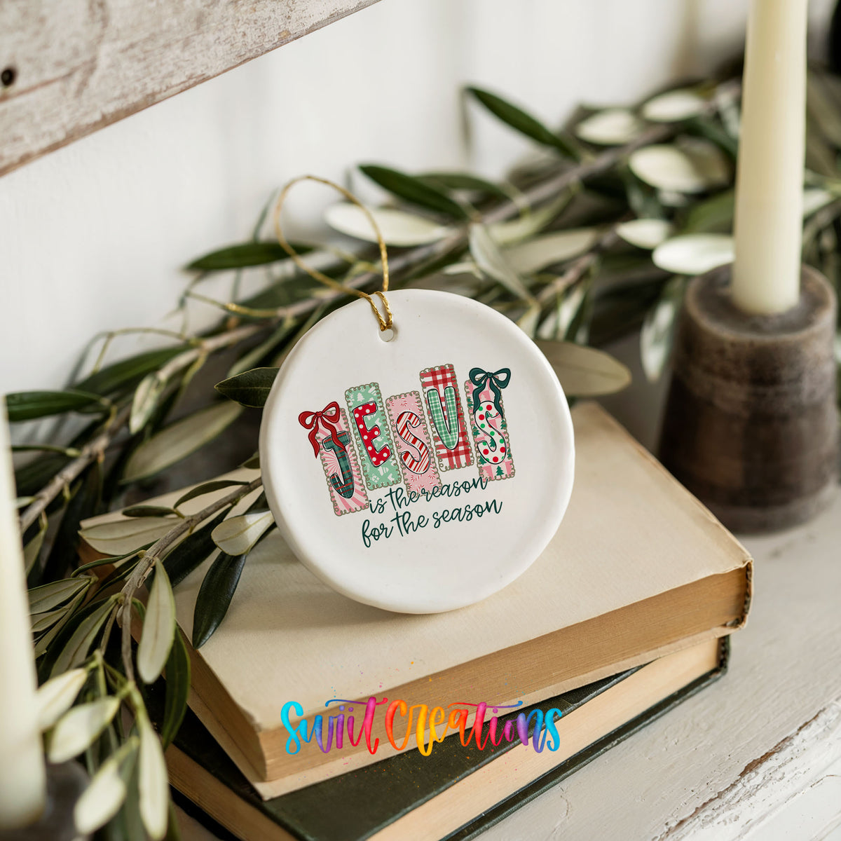 Jesus Is the Reason for the Season religious ceramic Christmas ornament - image 11