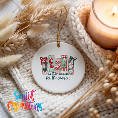Jesus Is the Reason for the Season religious ceramic Christmas ornament - image 4