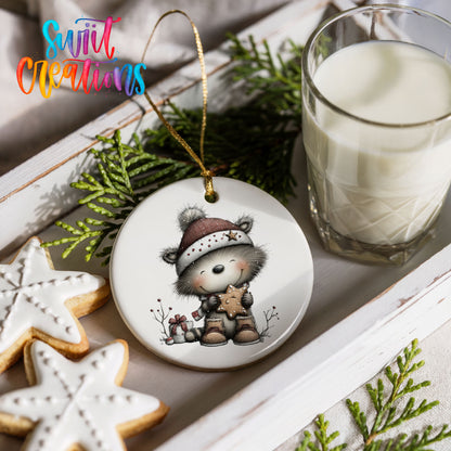 Cute zebra with teddy bear ceramic Christmas ornament - image 8