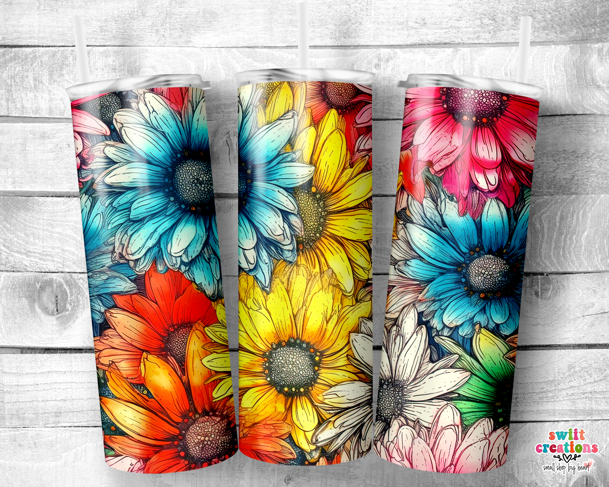 Rainbow Daisy Tumbler (T509)