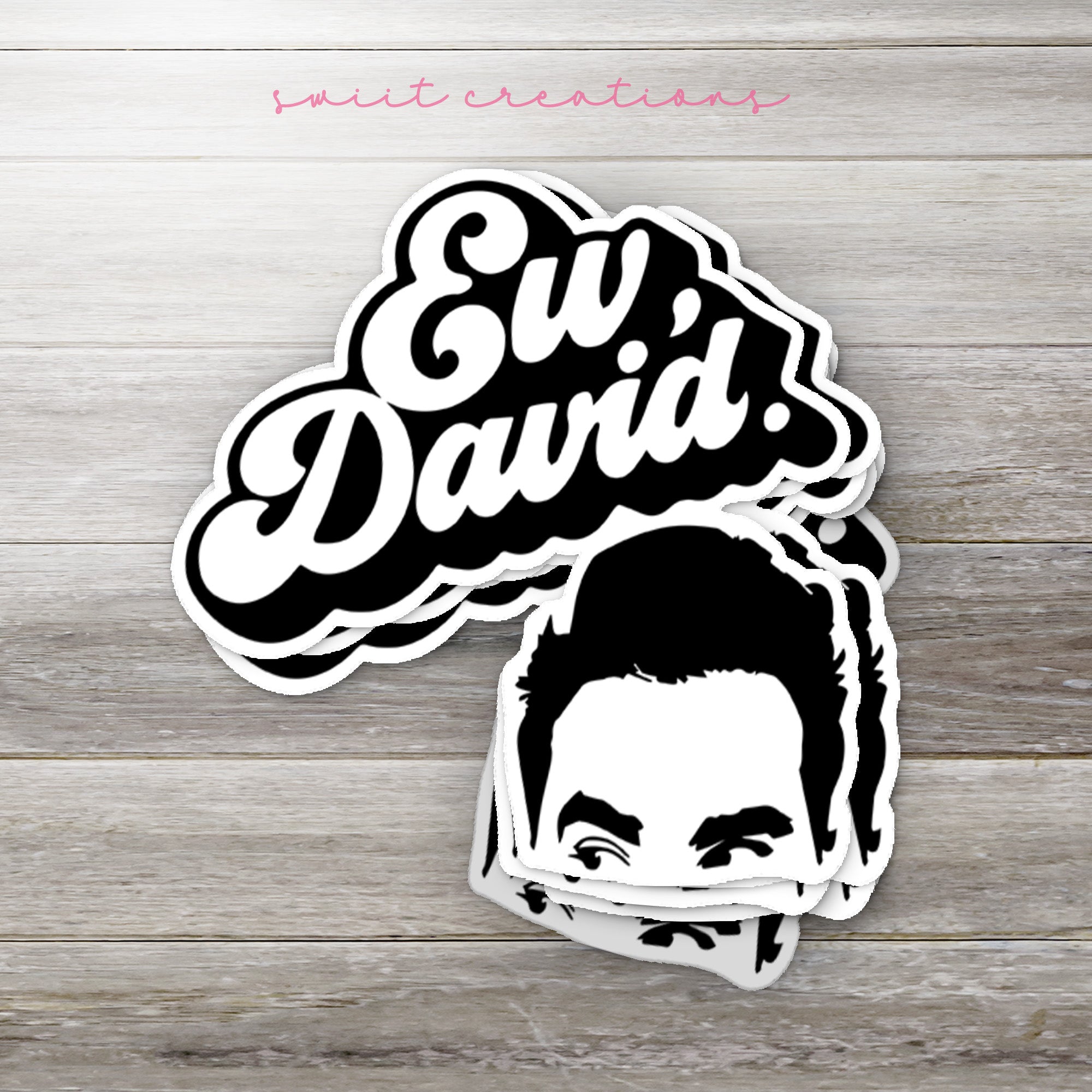 a sticker with a picture of a man with a mustache