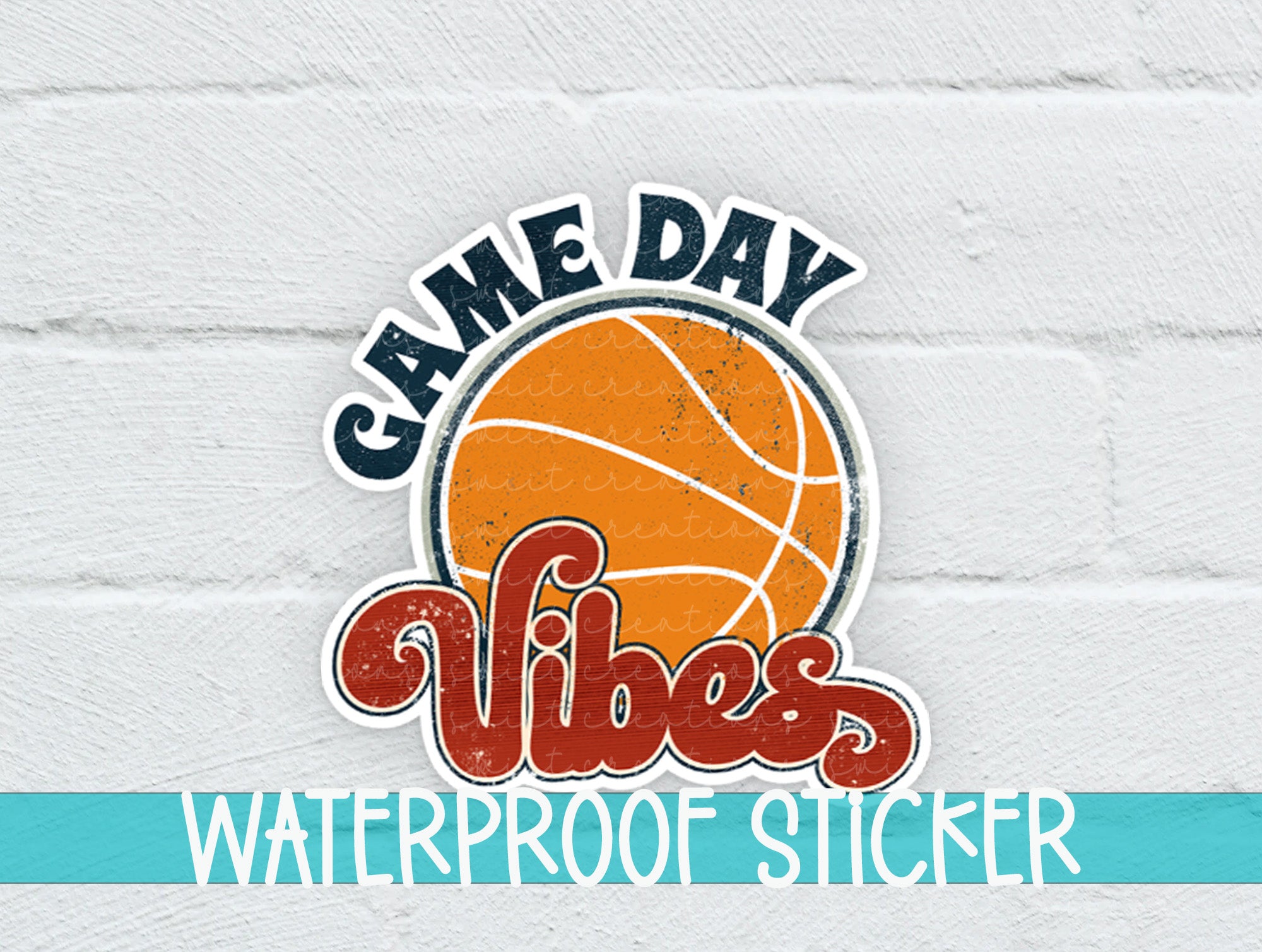 a white brick wall with a basketball and the words game day vibes on it