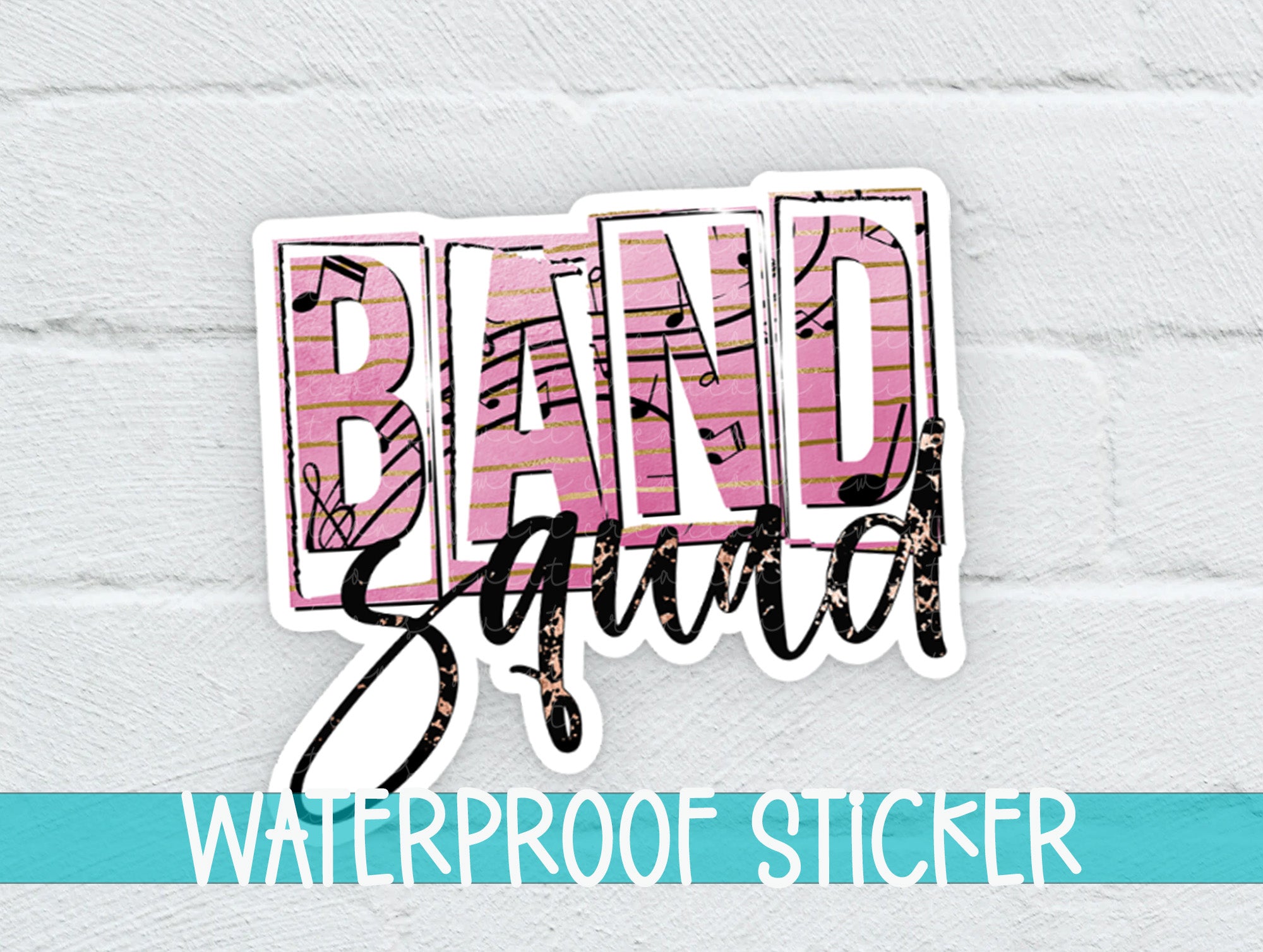 a sticker that says band squad waterproof sticker