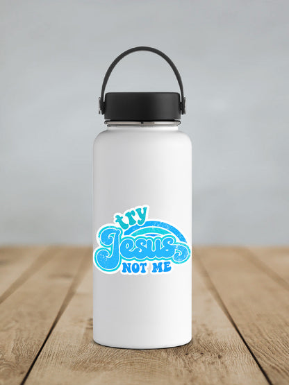 a white water bottle with a black lid on a wooden table