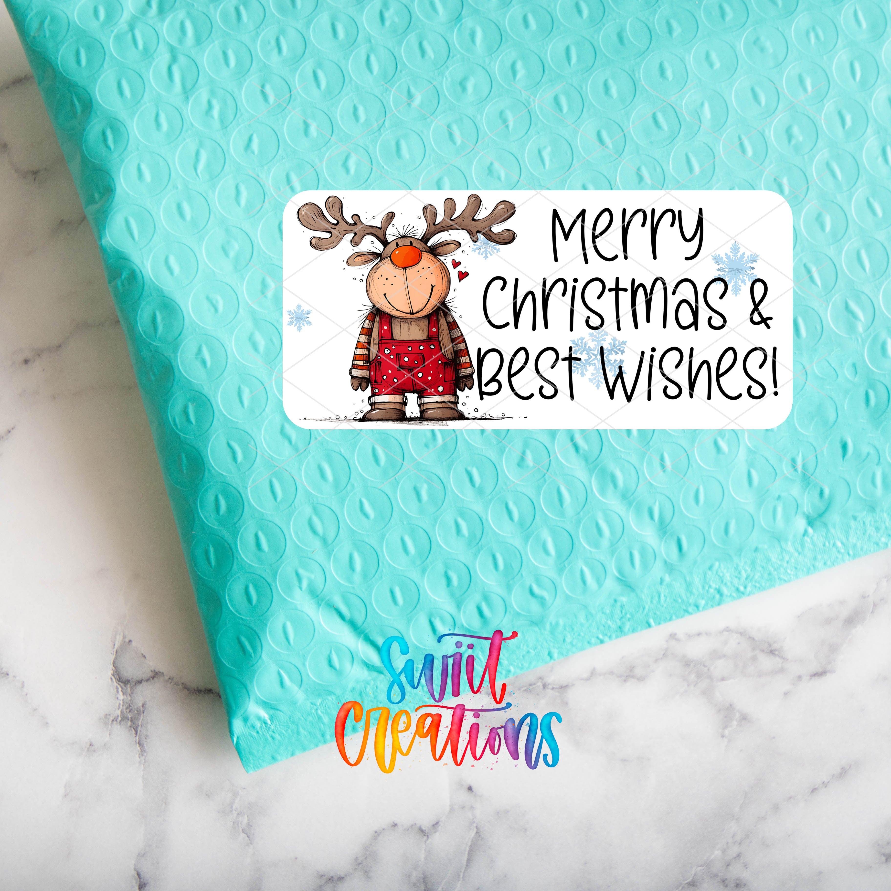 a christmas card with a reindeer on it