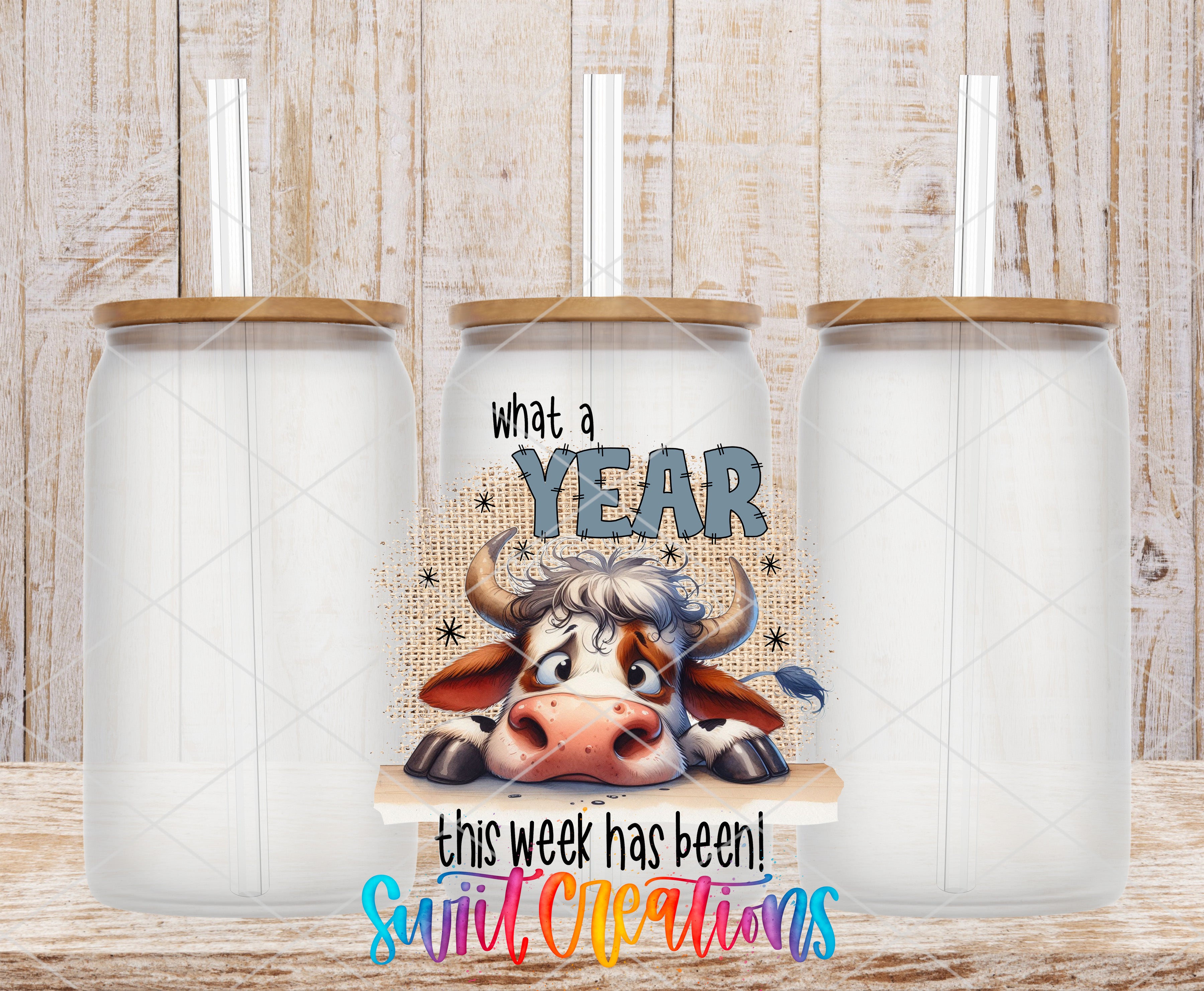 a cow with horns and a surprised expression, surrounded by text that reads "What a YEAR this week has been! Suitable Cleanings".