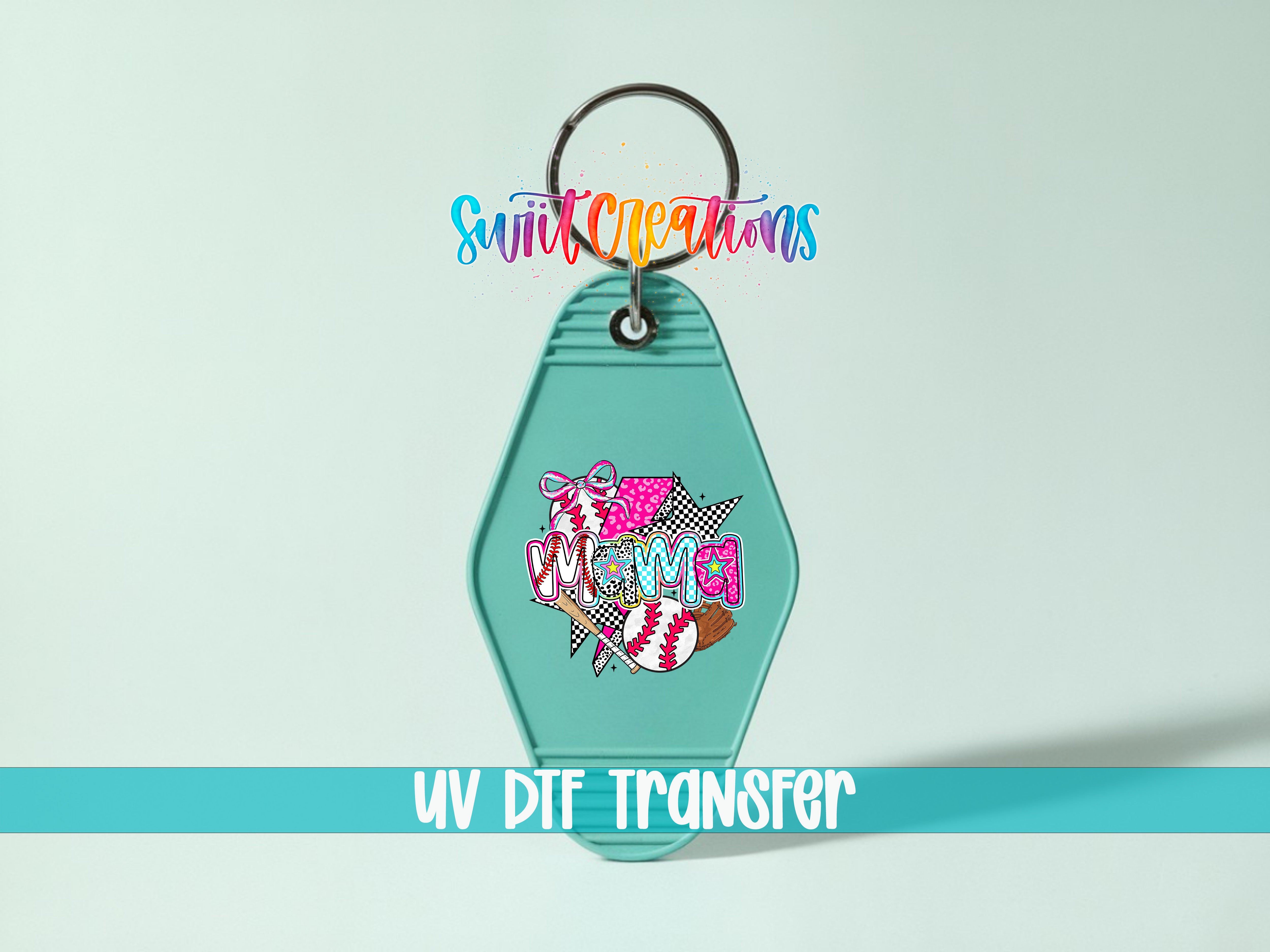 A keychain with a colorful design and text, including the words "Sunrise" and "DF Transfers".