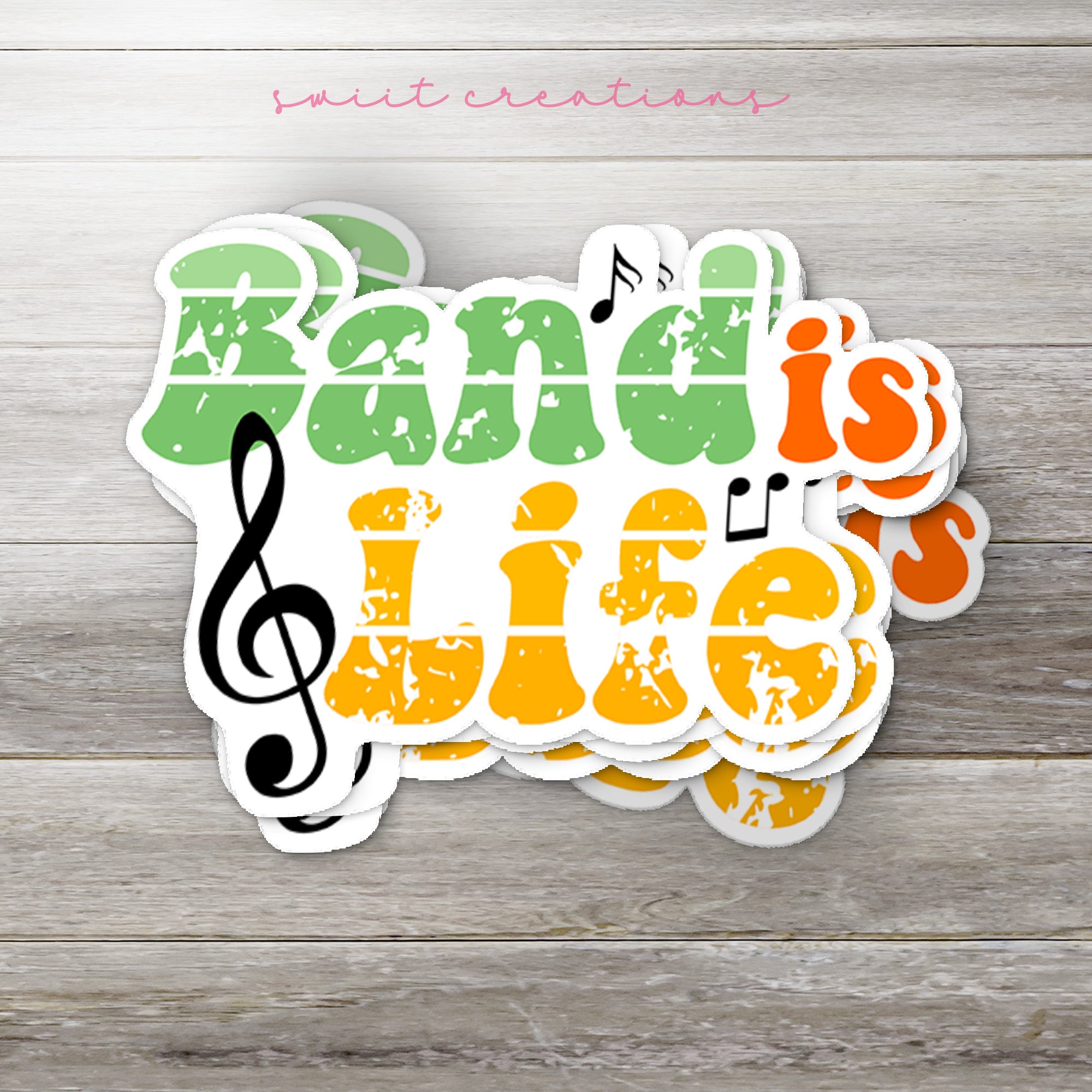 a sticker with a musical note on it