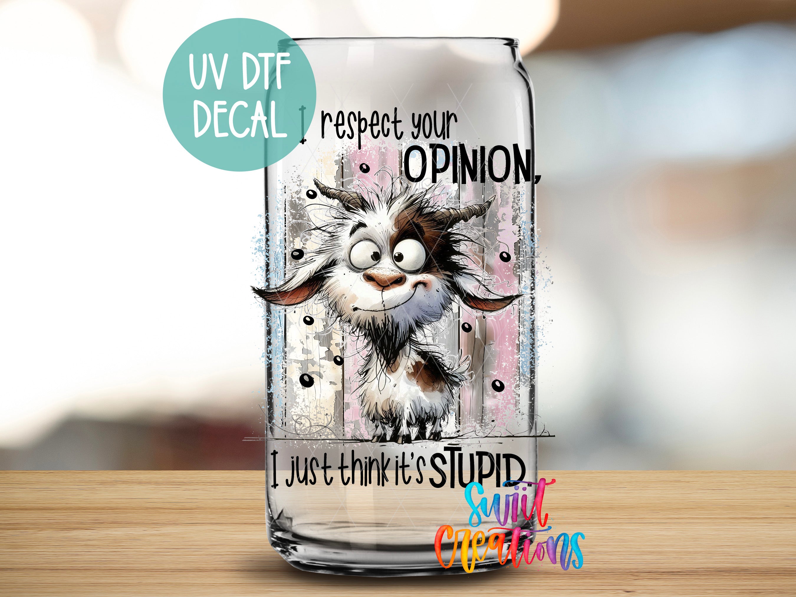 a glass with a picture of a troll on it