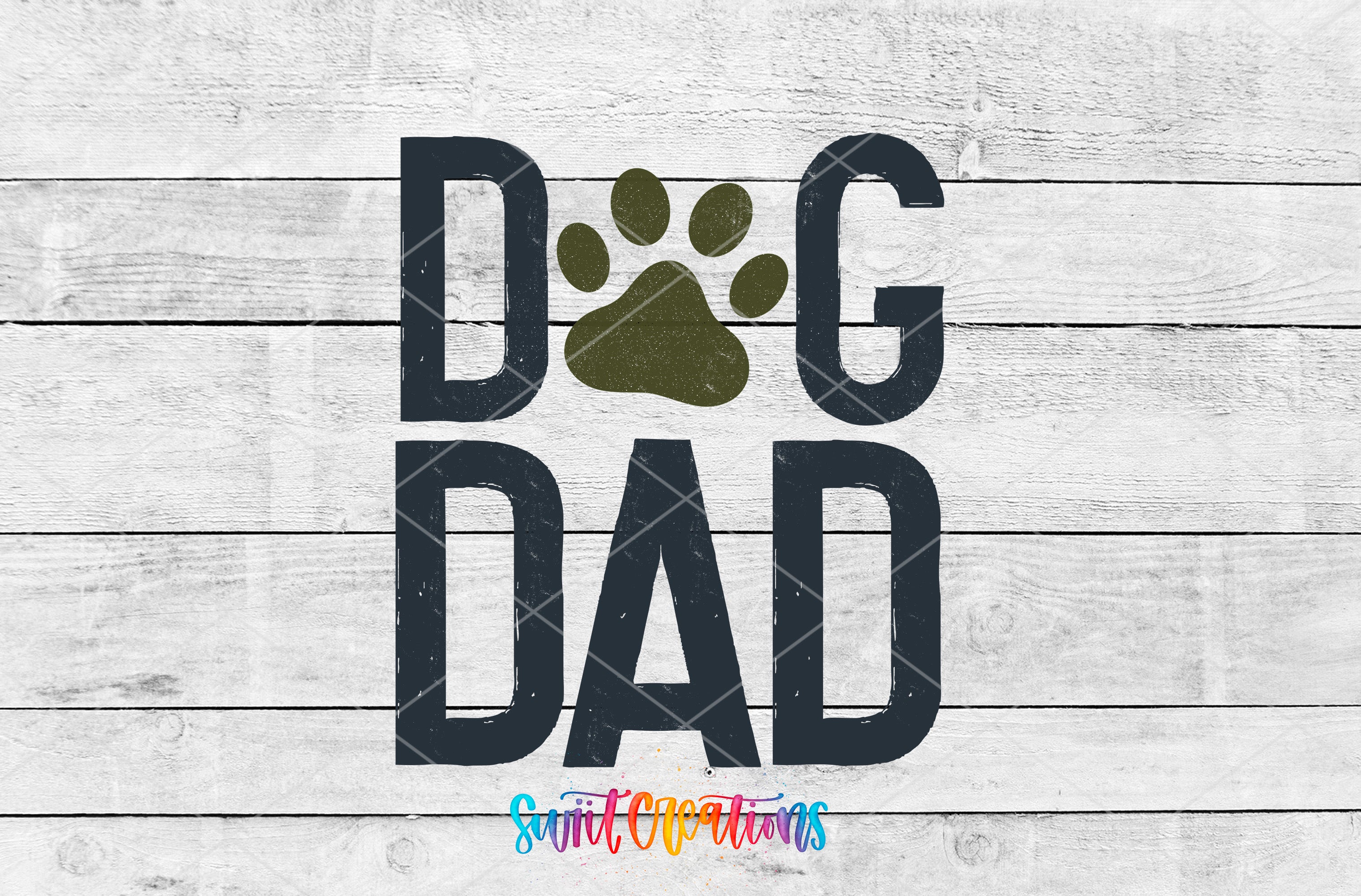 a wooden background with the text "DOG DAD" prominently displayed in the center.