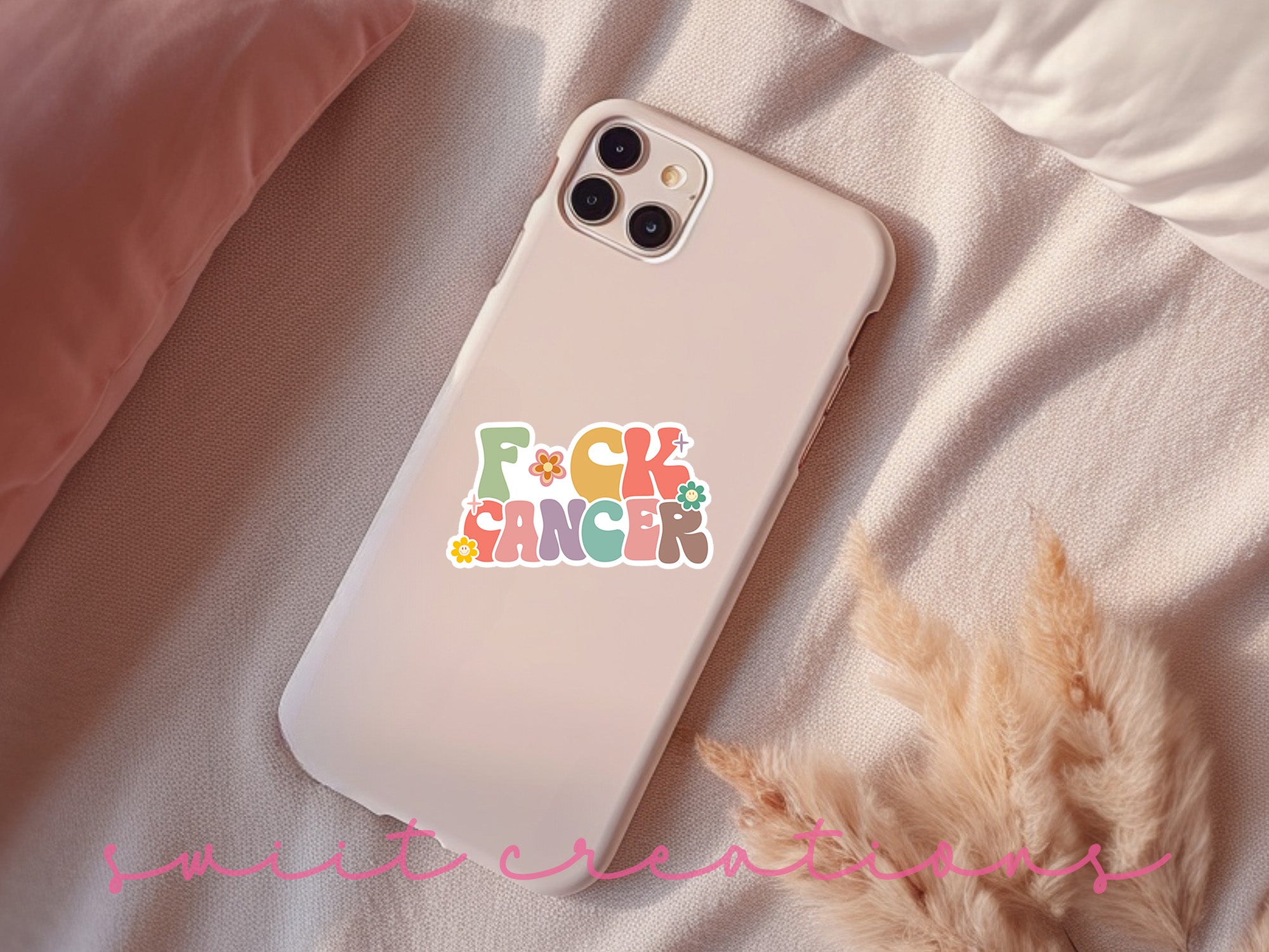 a phone case with a sticker on it