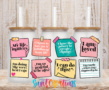 Affirmations UV DTF Transfer Tumbler Wrap | Positive Notes Mental Health | DTF209 - Swiit Creations