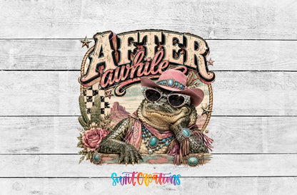 After Awhile Crocodile Western Glam UV DTF transfer shown as a full artwork preview from Swiit Creations