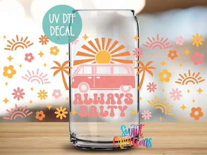 Always Salty UV DTF Transfer Tumbler Wrap | Retro Beach Van Summer | DTF206 - Swiit Creations