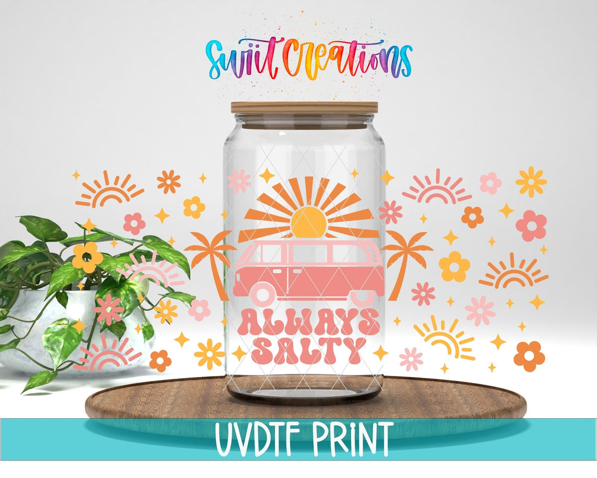 Always Salty UV DTF Transfer Tumbler Wrap | Retro Beach Van Summer | DTF206 - Swiit Creations