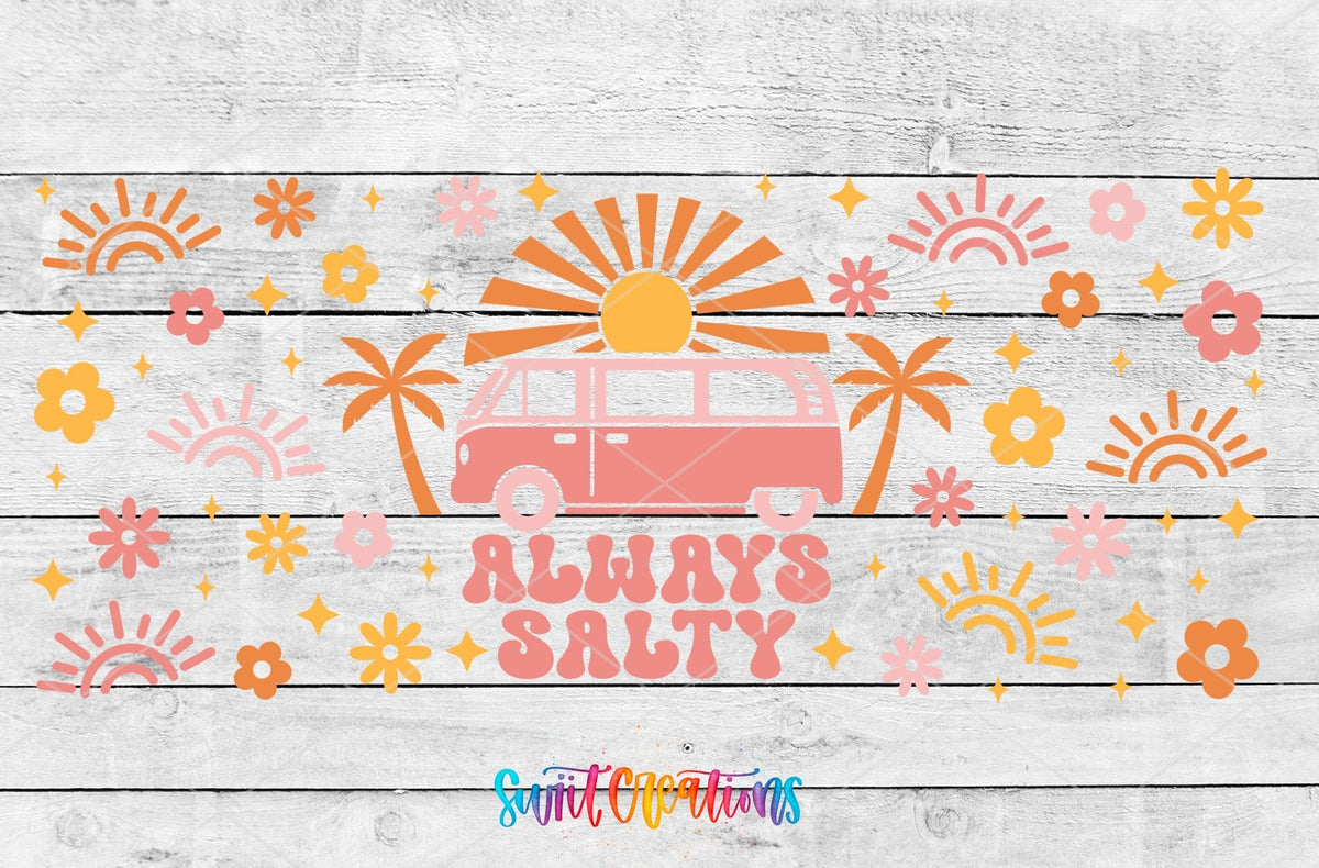 Always Salty UV DTF Transfer Tumbler Wrap | Retro Beach Van Summer | DTF206 - Swiit Creations