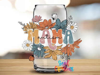 Autism Mama Floral UV DTF Cup Decal | UV671 - Swiit Creations