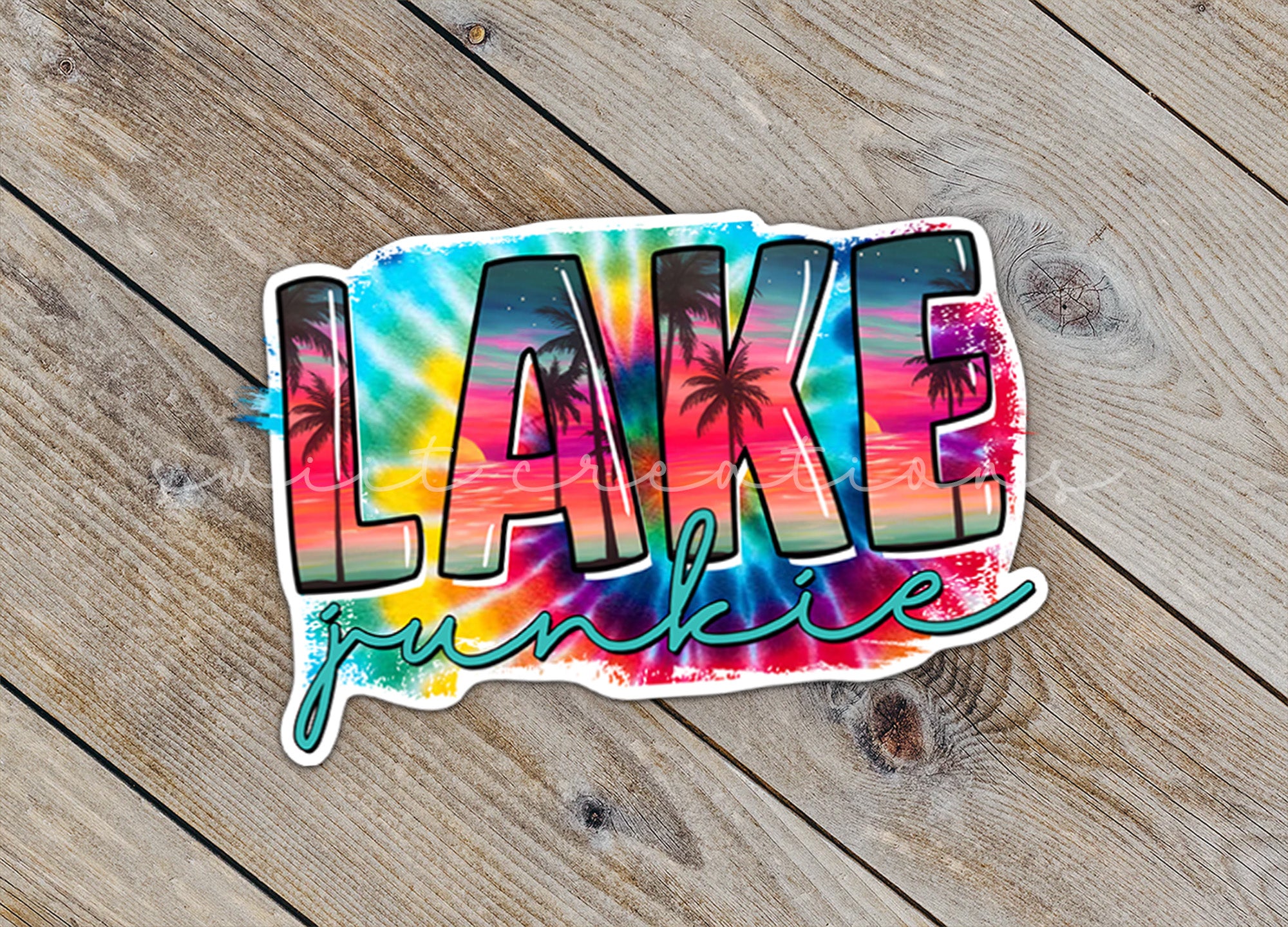 a sticker with the word lake written on it