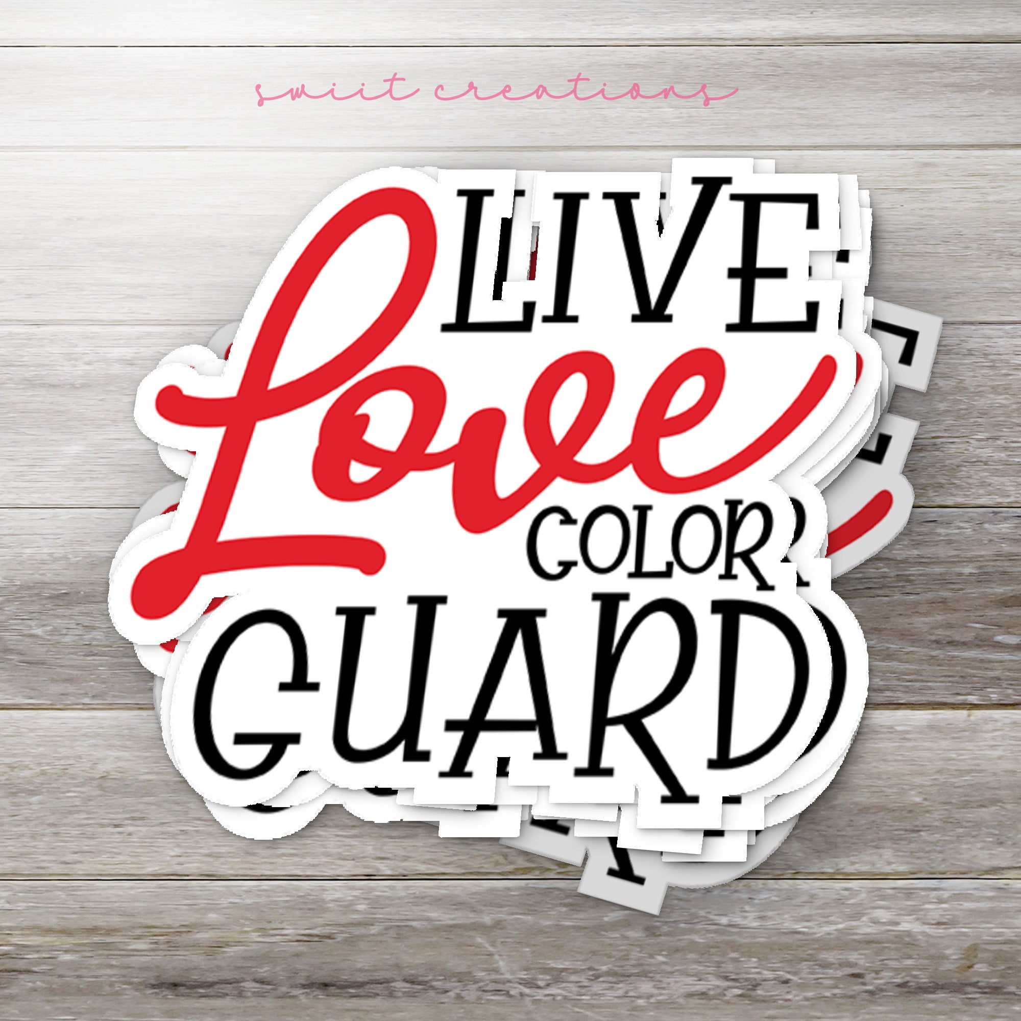 a sticker that says live love color guard