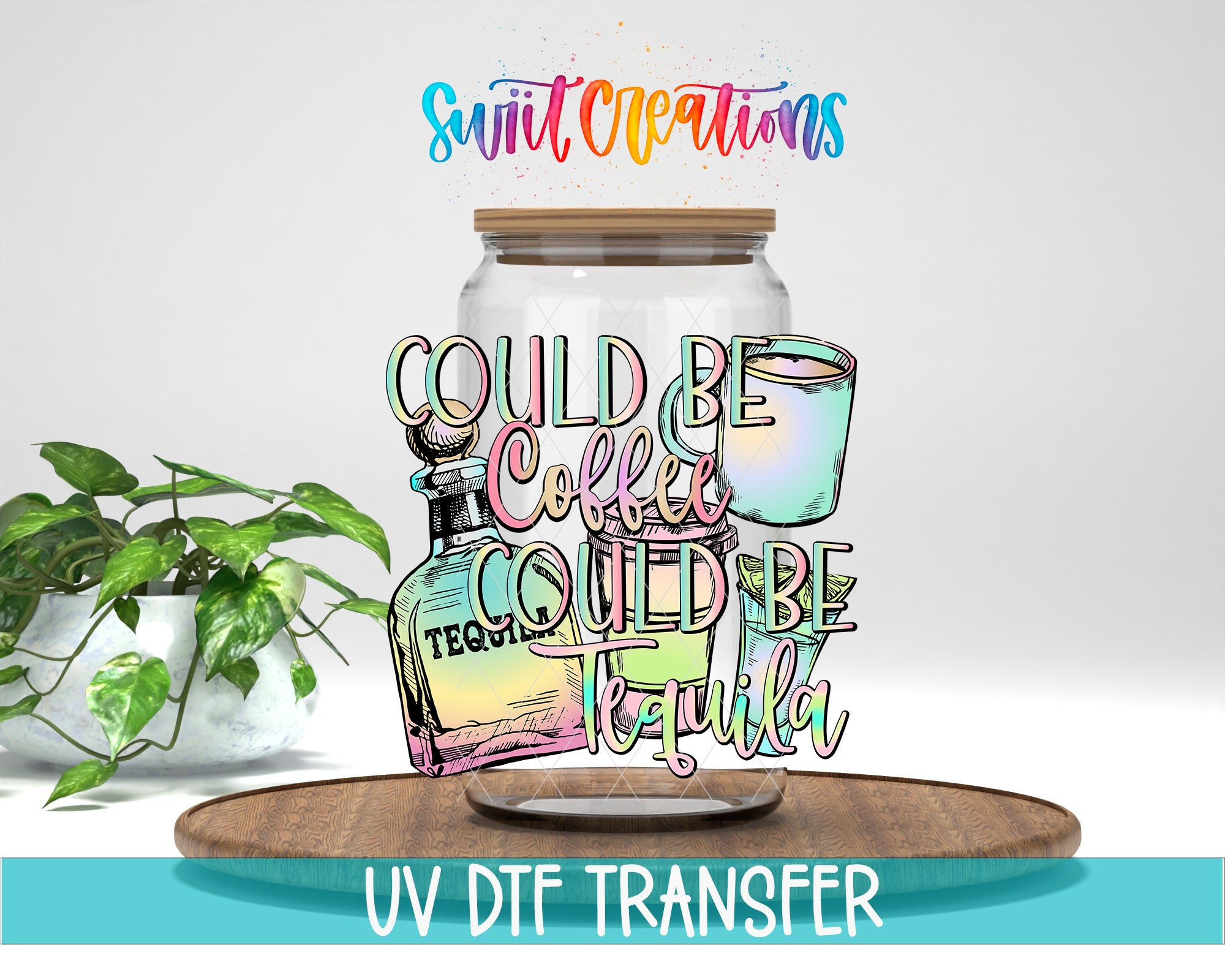 a colorful graphic with text and illustrations related to tequila, including a bottle of tequila, a glass, and a plant.