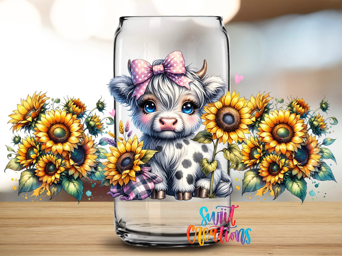 Baby Highland Cow UV DTF Transfer Tumbler Wrap | Sunflower Farmhouse | DTF018 - Swiit Creations
