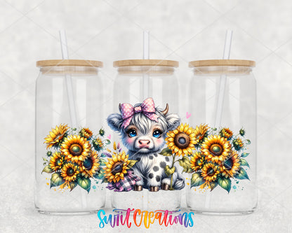 Baby Highland Cow UV DTF Transfer Tumbler Wrap | Sunflower Farmhouse | DTF018 - Swiit Creations