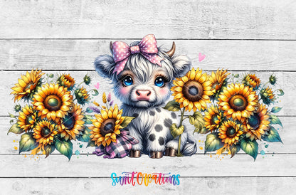 Baby Highland Cow UV DTF Transfer Tumbler Wrap | Sunflower Farmhouse | DTF018 - Swiit Creations