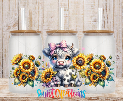 Baby Highland Cow UV DTF Transfer Tumbler Wrap | Sunflower Farmhouse | DTF018 - Swiit Creations