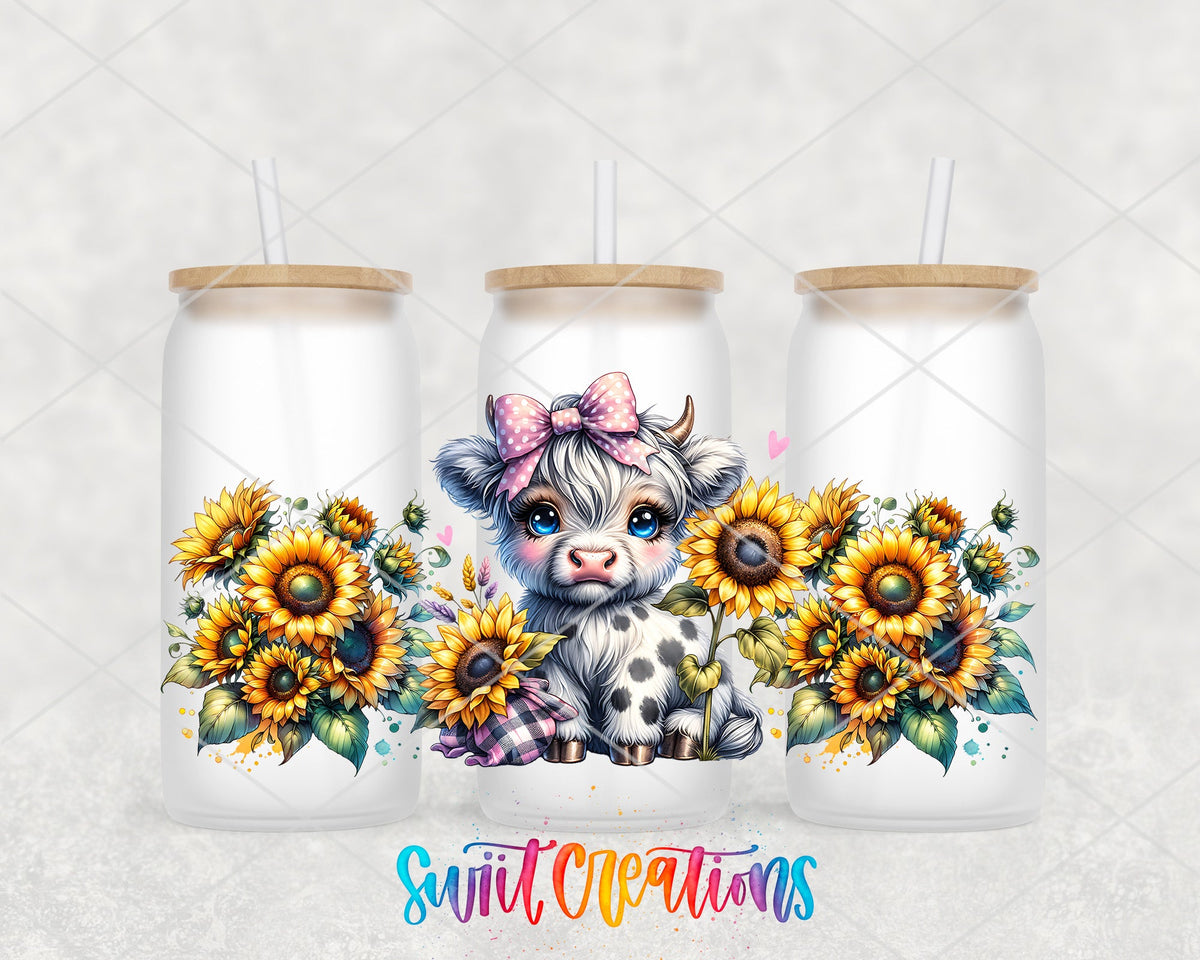 Baby Highland Cow UV DTF Transfer Tumbler Wrap | Sunflower Farmhouse | DTF018 - Swiit Creations