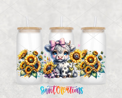 Baby Highland Cow UV DTF Transfer Tumbler Wrap | Sunflower Farmhouse | DTF018 - Swiit Creations