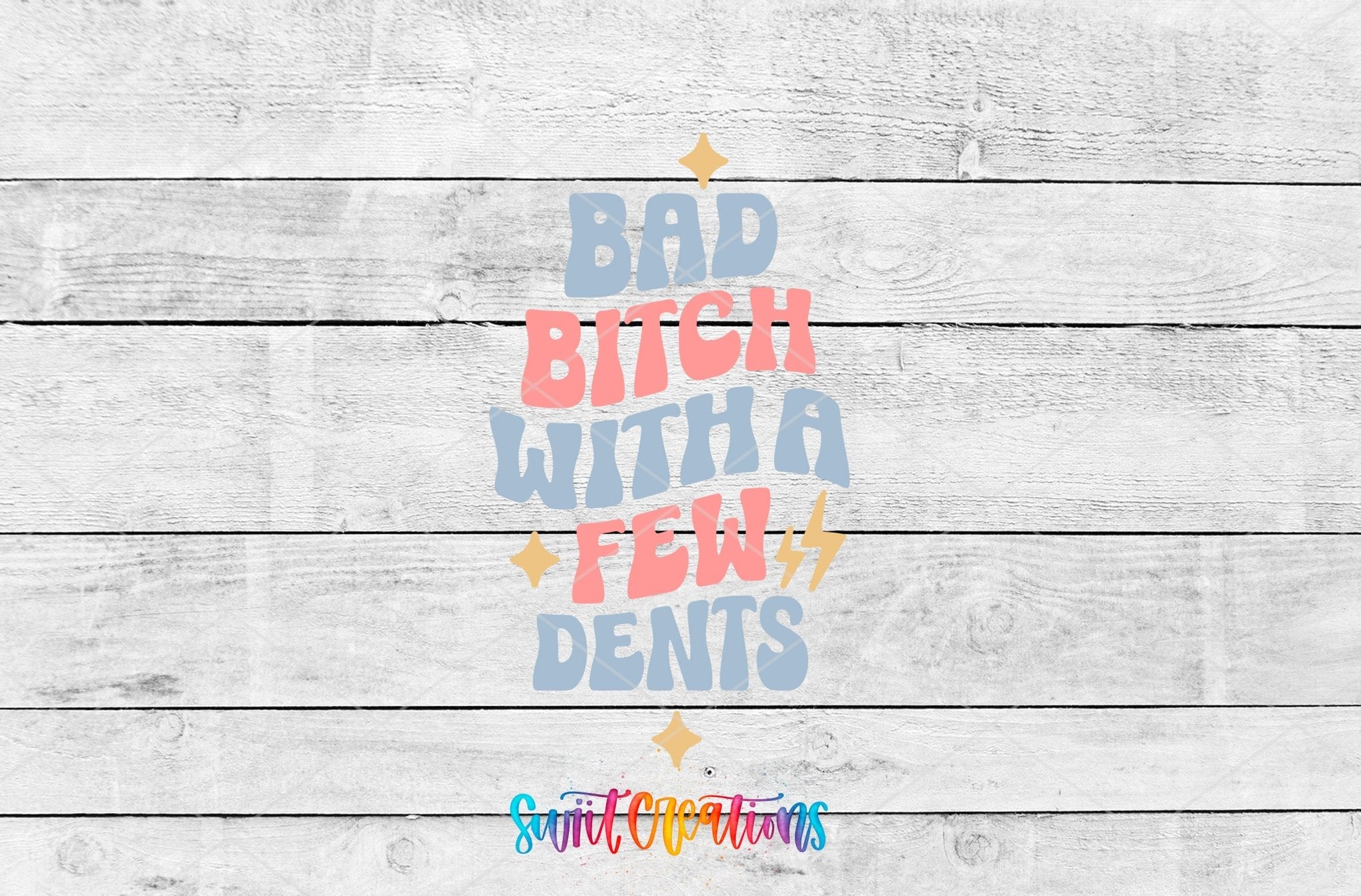 Bad Bitch With A Few Dents Motel Keychain UV DTF Transfer | Funny Adult Humor Decal | MK2119 - Swiit Creations