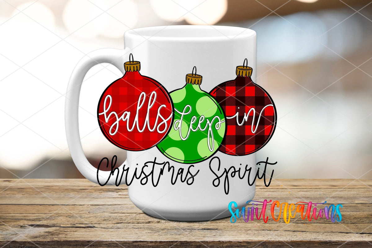 Balls Deep In Christmas Spirit Funny Ornament UV DTF Cup Decal | UV1546 - Swiit Creations